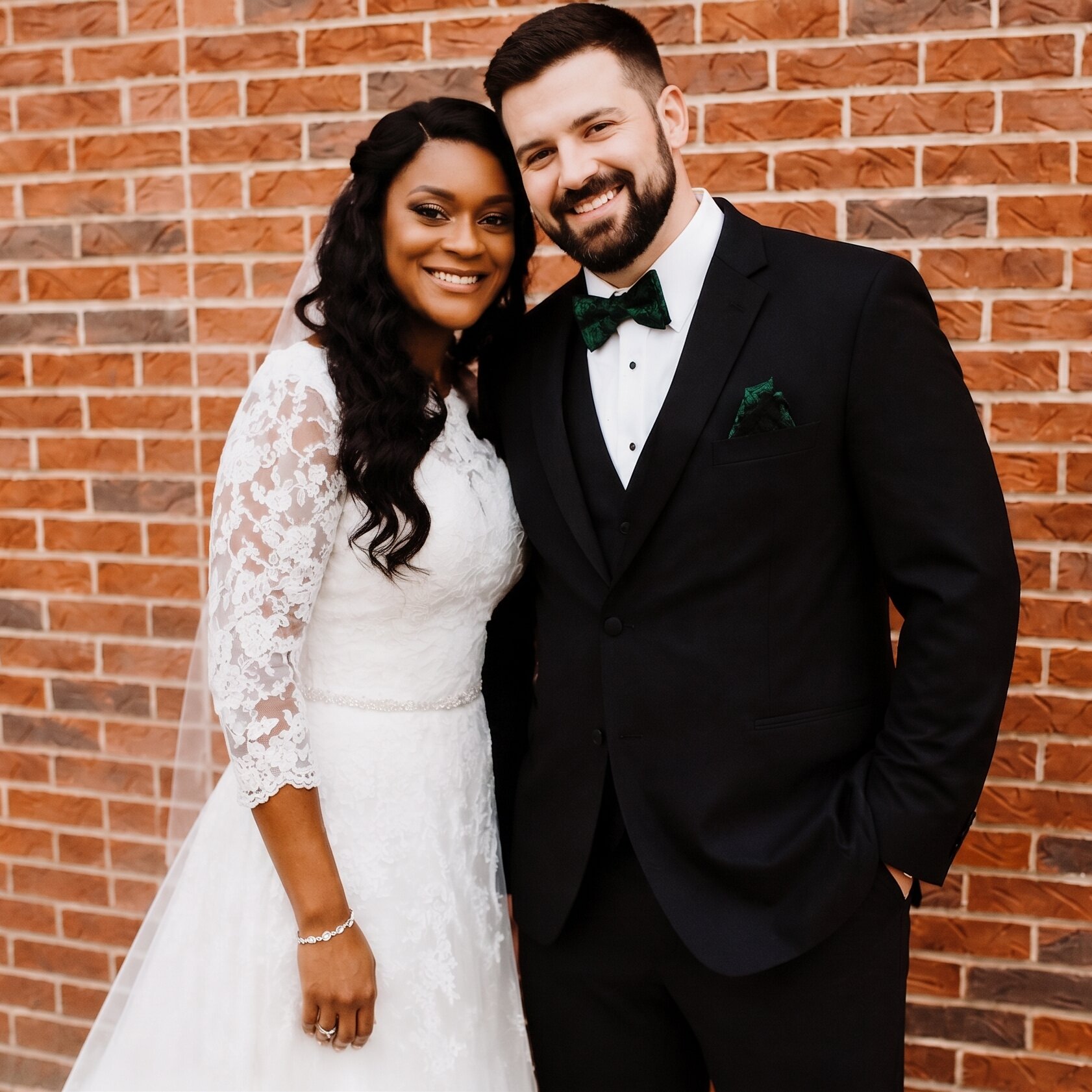 Priya and Sam on their wedding day